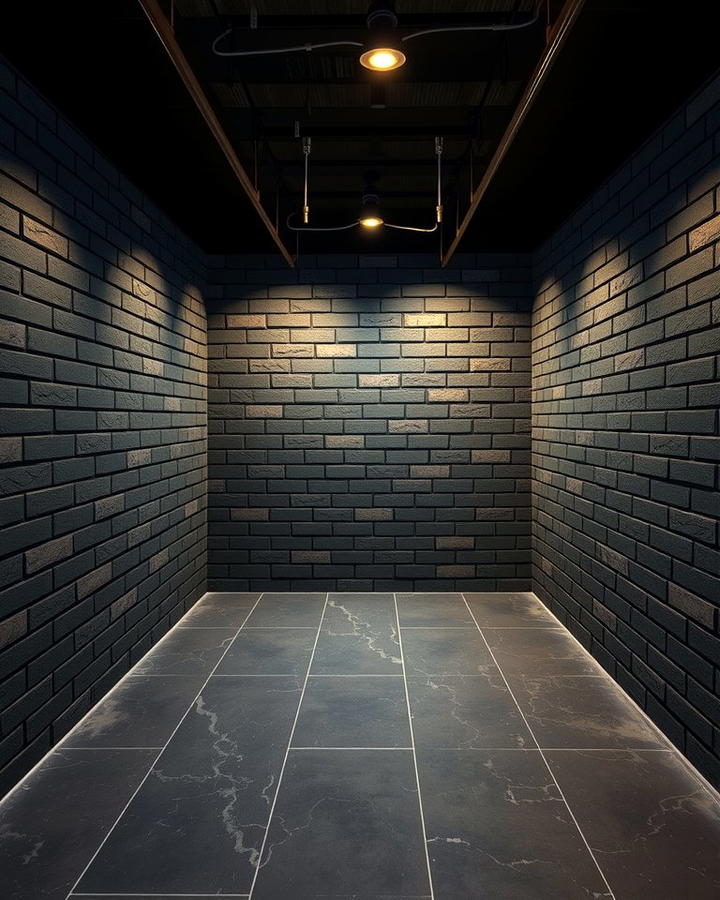 Black and Brick Combination - 30 black basement ideas