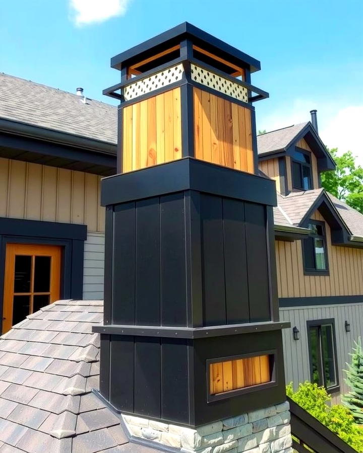 Black and Cedar Chimney Design - 30 Black House With Cedar Accents