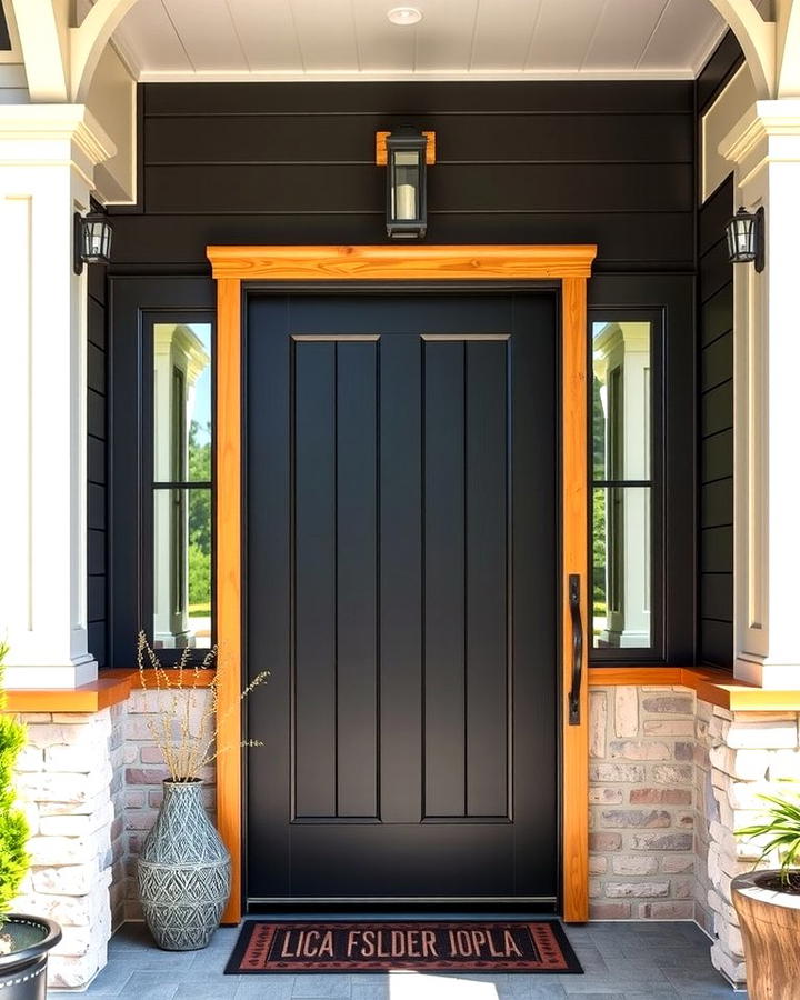 Black and Cedar Entryway - 30 Black House With Cedar Accents