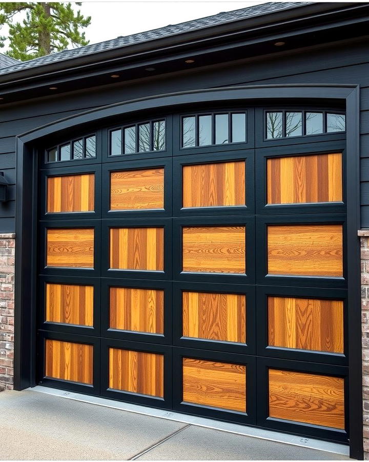 Black and Cedar Garage Doors for a Bold Statement - 30 Black House With Cedar Accents