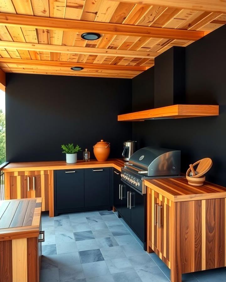 Black and Cedar Outdoor Kitchen - 30 Black House With Cedar Accents