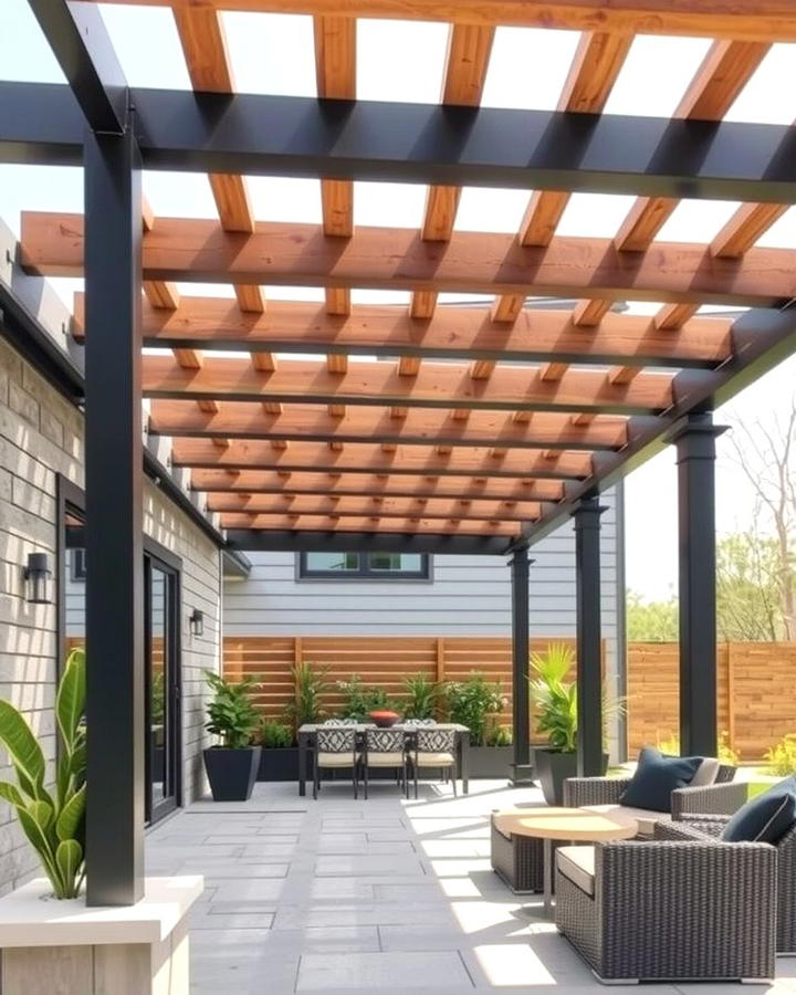 Black and Cedar Pergola for Outdoor Charm - 30 Black House With Cedar Accents