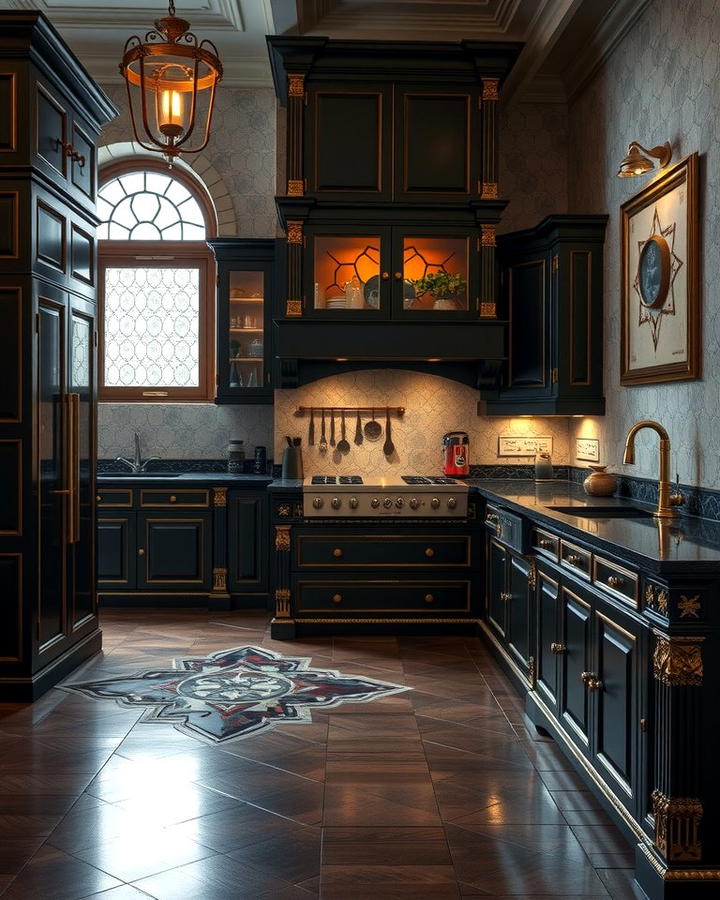 Black and Gold Accents - 30 Gothic Kitchen Ideas