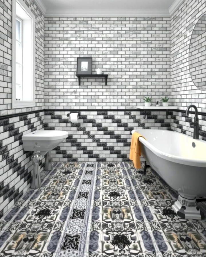 Black and White Basketweave Tiles - 30 Black and White Bathroom Tile Ideas