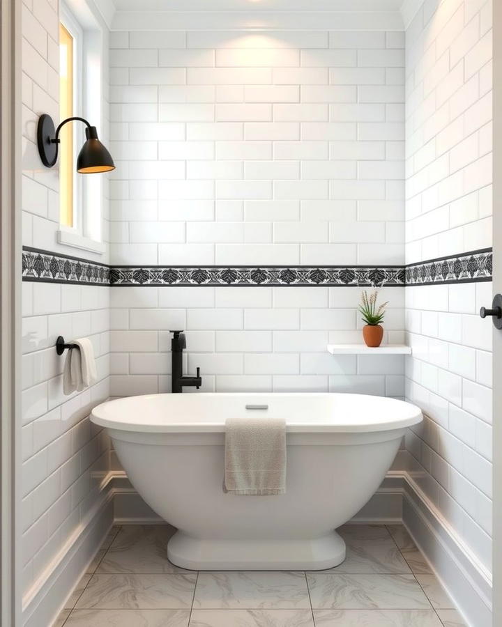 Black and White Border Tiles - 30 Black and White Bathroom Tile Ideas