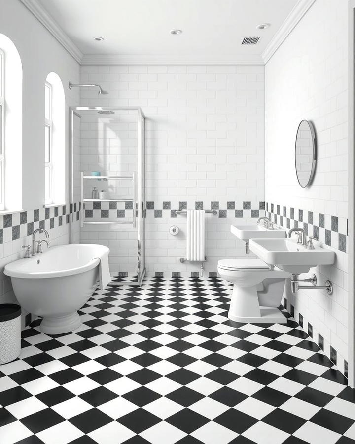 Black and White Checkerboard Floors - 30 Black and White Bathroom Tile Ideas