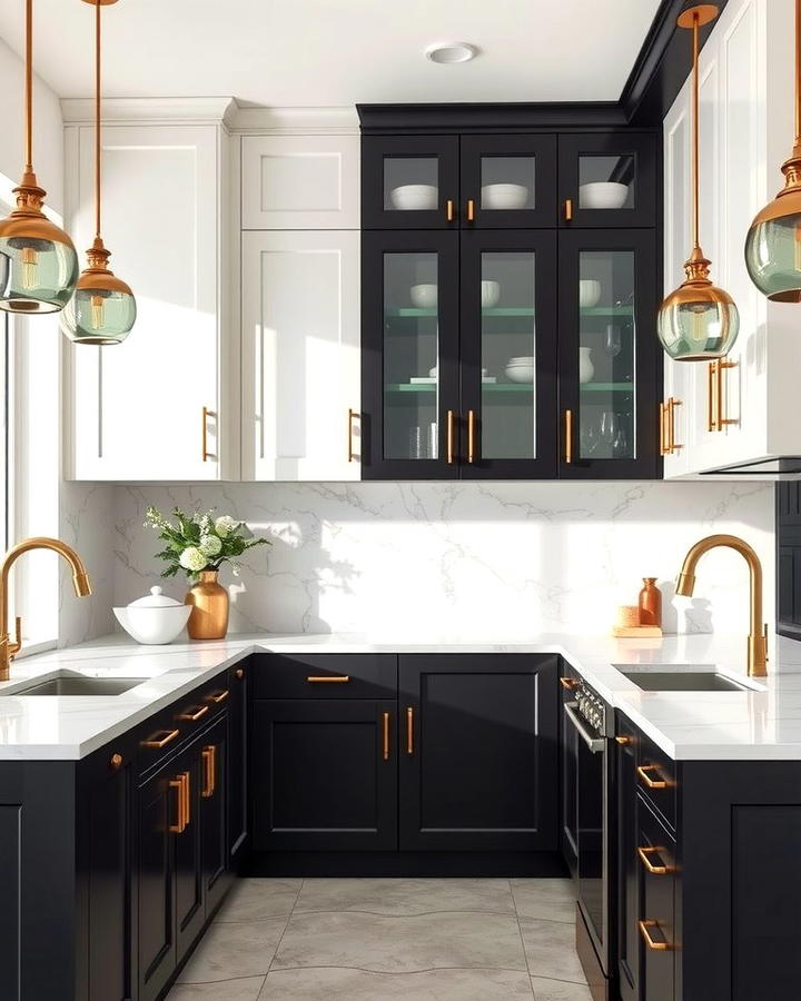 Black and White Classic - 25 Two Tone Kitchen Cabinet Ideas