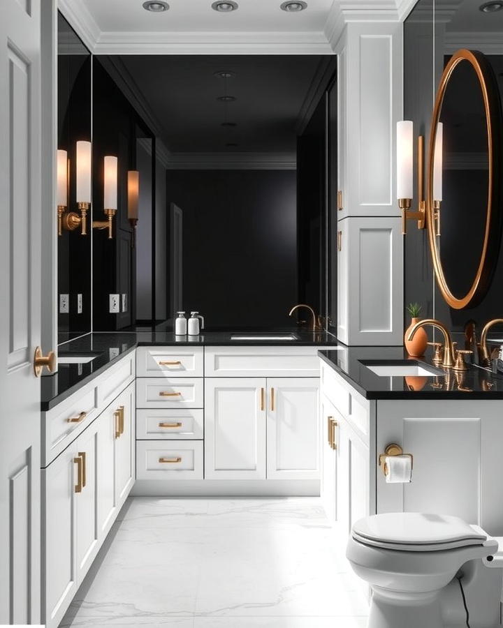 Black and White Contrast - 30 bathroom with black countertops ideas