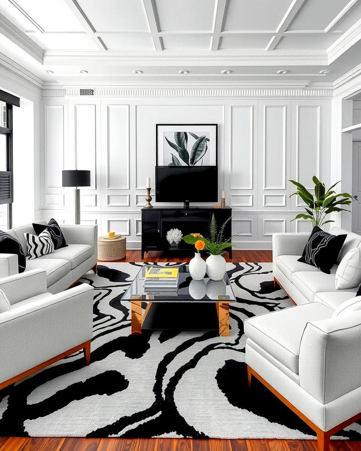 Black and White Contrast 2 - 30 Black Living Room Ideas