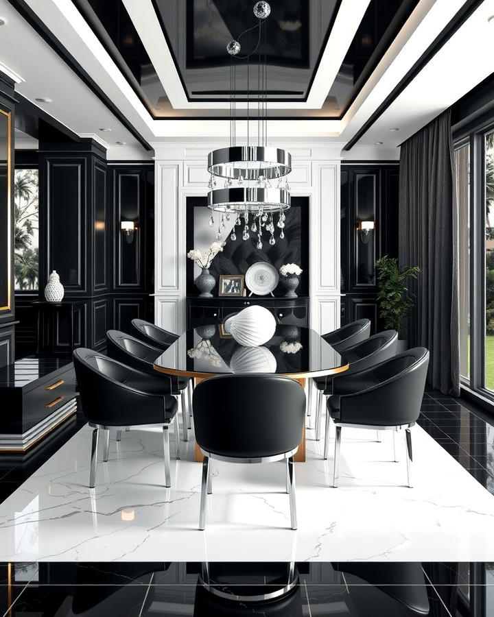 Black and White Contrast Themes - 25 Modern Dining Room Ideas