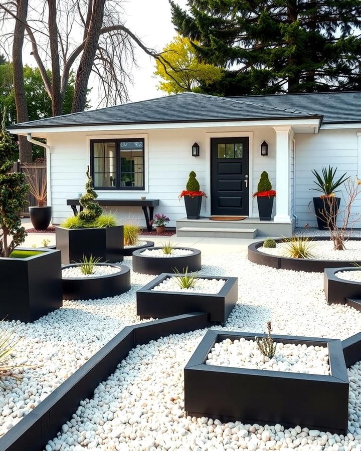 Black and White Landscaping Features - 30 single story white house black trim