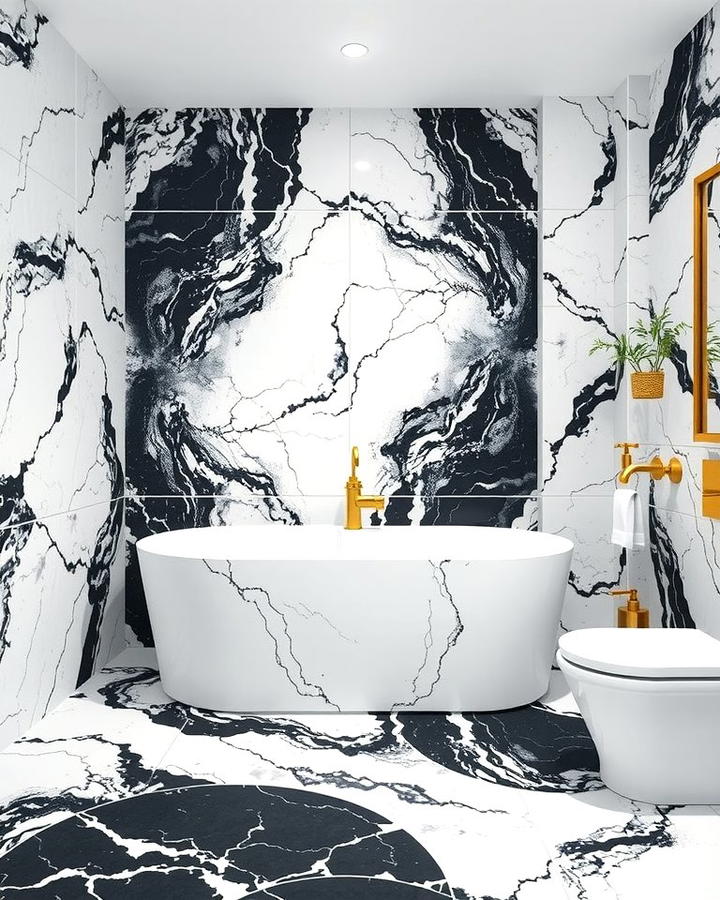 Black and White Marble Tiles - 30 Black and White Bathroom Tile Ideas