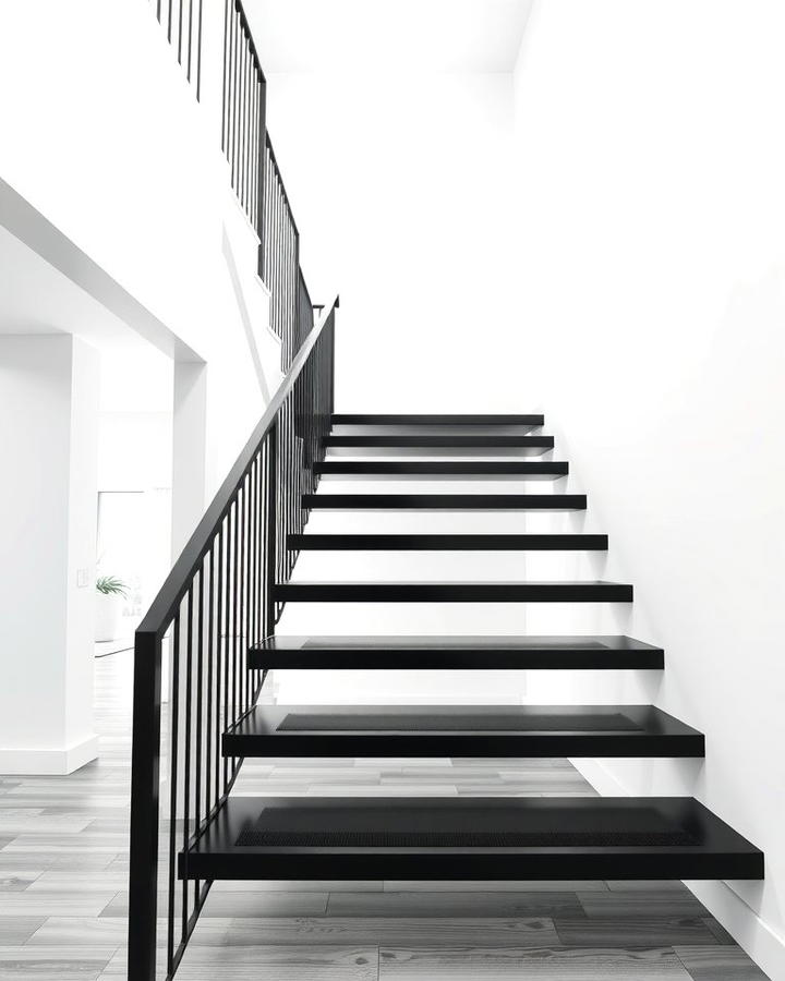 Black and White Minimalist Staircases - 30 Open Staircase Ideas