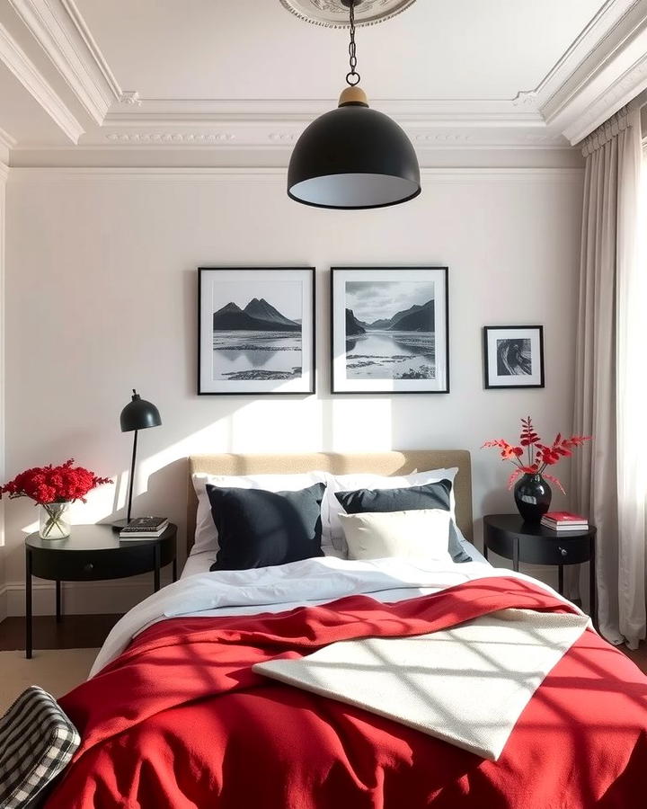 Black and White Photography - 25 red black and white bedroom ideas