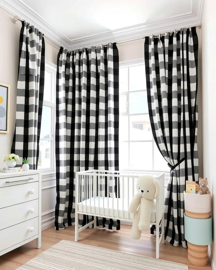 Black and White Striped Curtains - 30 Black and White Nursery Ideas