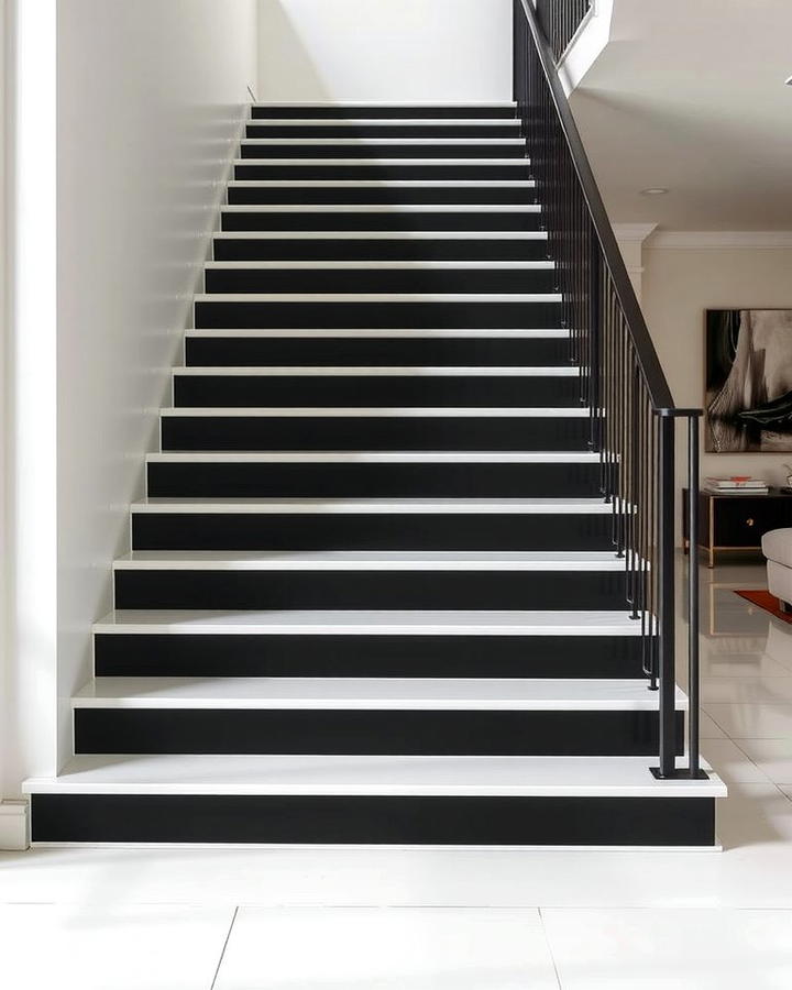 Black and White Stripes - 25 Stair Riser Ideas