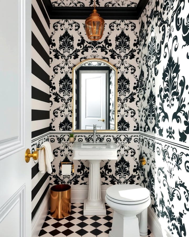 Black and White Themes - 25 Powder Room Wallpaper Ideas