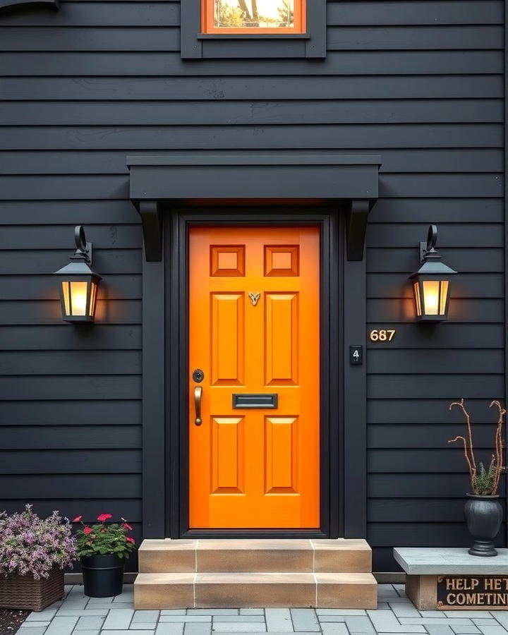 Black with Colorful Door - 25 Modern Black Houses