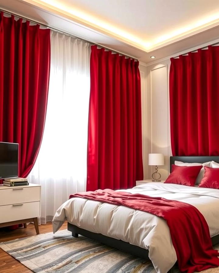 Blackout Curtains - 25 red black and white bedroom ideas