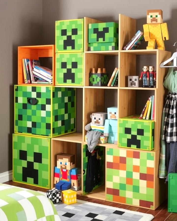 Blocky Storage Solutions - 30 Minecraft Themed Bedroom Ideas