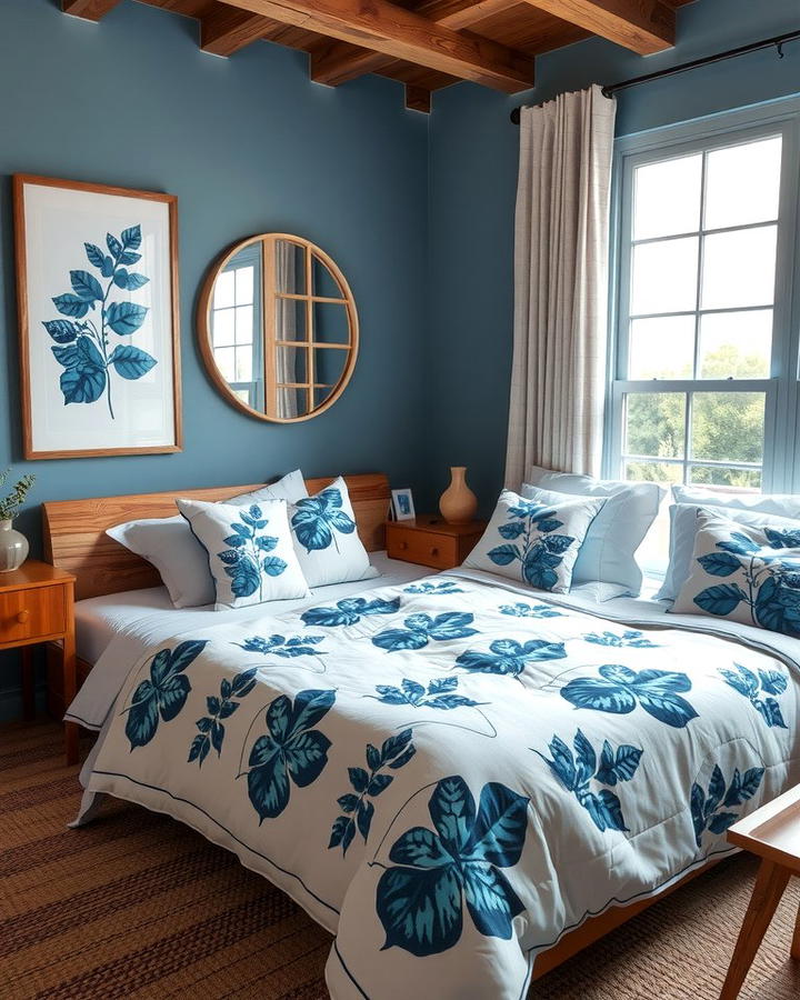 Blue Botanical Prints - 25 Moody Blue Bedroom Ideas