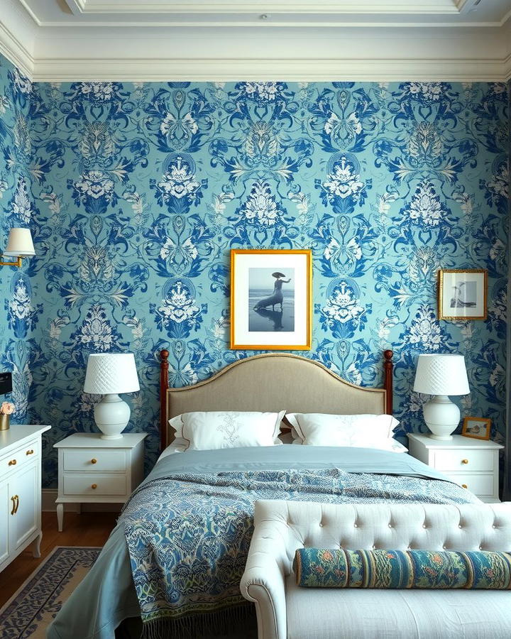 Blue Floral Wallpaper - 25 Moody Blue Bedroom Ideas