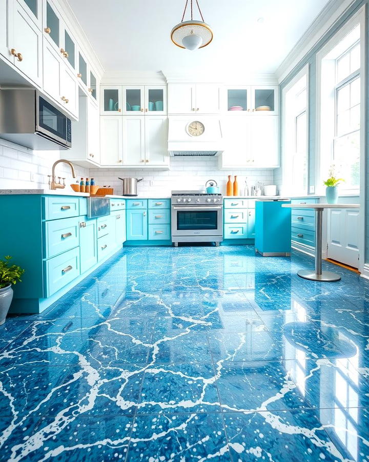 Blue Toned Terrazzo for a Cool Vibe - 25 Terrazzo Kitchen Floor Ideas