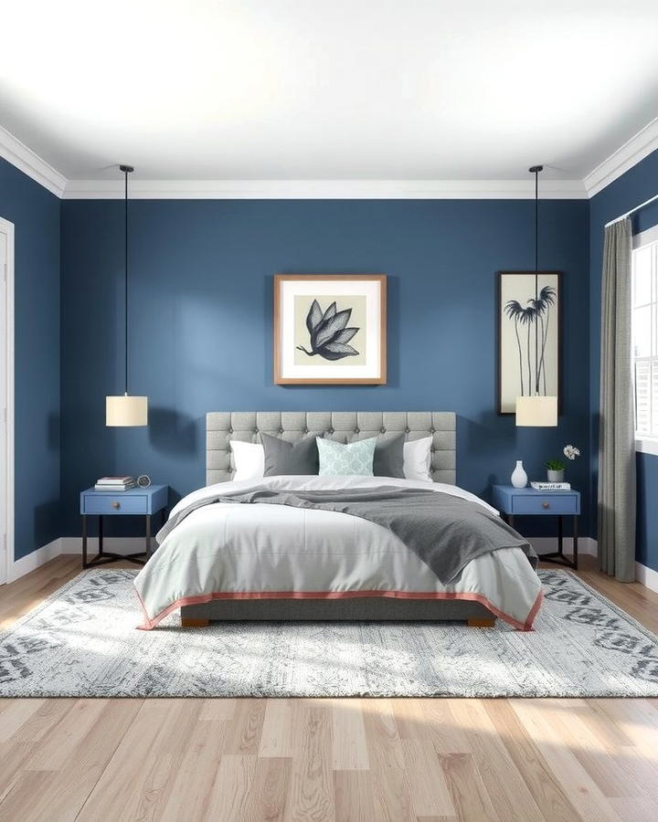 Blue and Gray Combination - 25 Moody Blue Bedroom Ideas