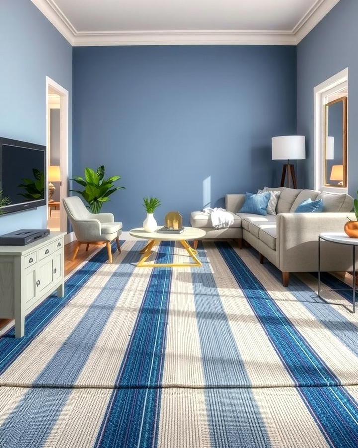 Blue and Grey Striped Rugs for Texture - 30 Blue and Grey Living Room Ideas