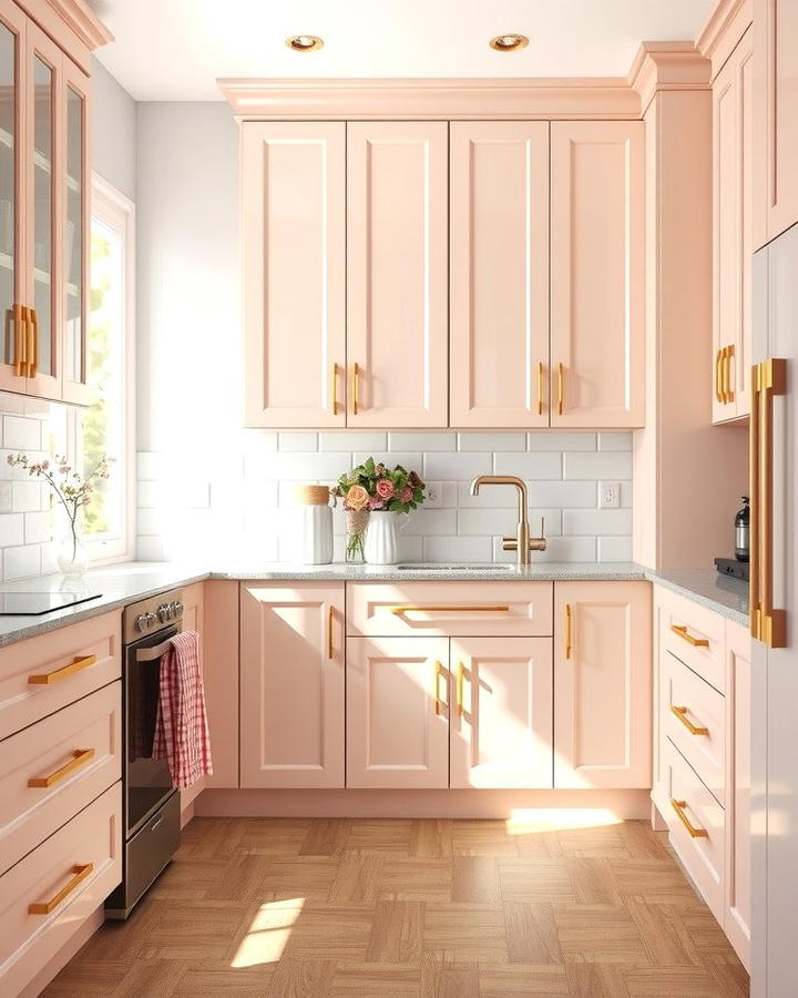 Blush Pink Cabinets for a Unique Feminine Touch - 25 Painting Kitchen Cabinet Ideas