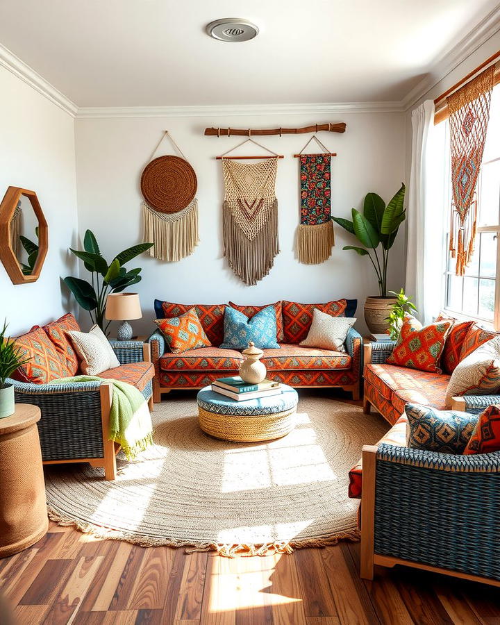 Bohemian Decor - 25 orange and blue living room ideas