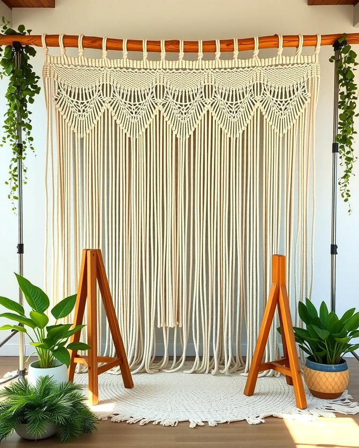 Bohemian Macrame Backdrop - 30 Wedding Backdrop Ideas