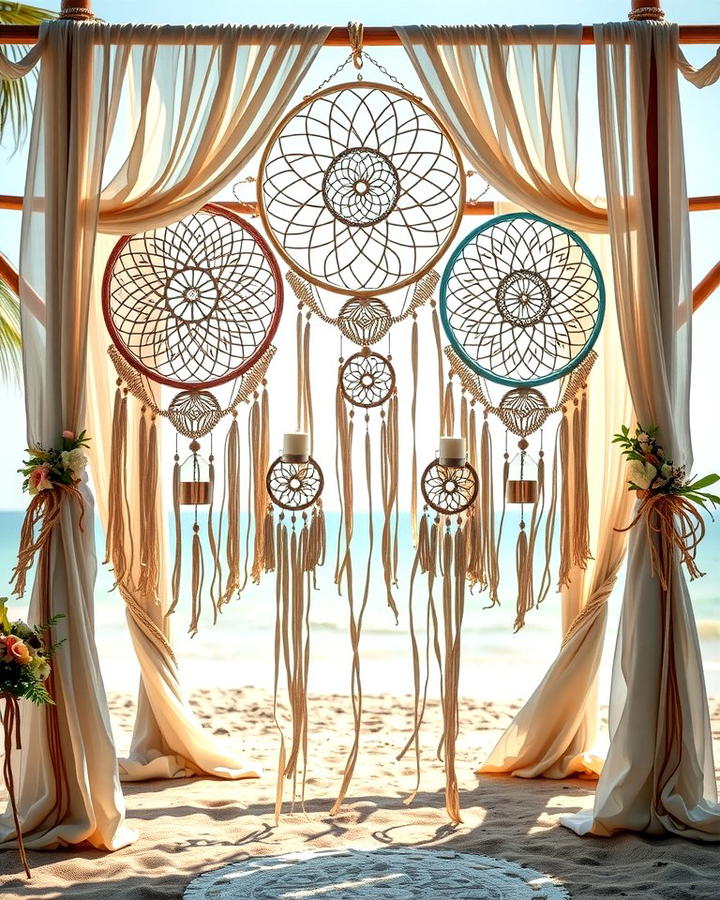 Bohemian Macrame Dreamcatcher - 30 Wedding Altar Ideas