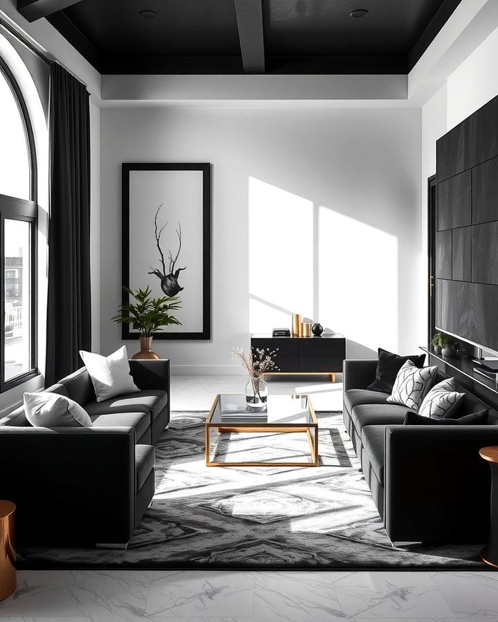 Bold Black and White Contrast - 25 Monochromatic Living Room Ideas