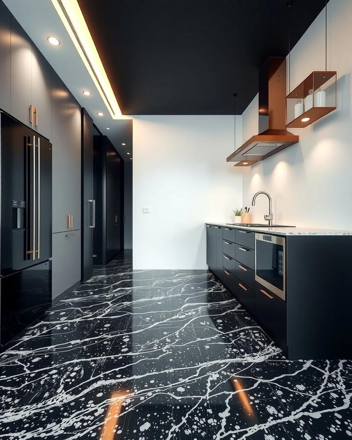 Bold Black and White Terrazzo - 25 Terrazzo Kitchen Floor Ideas