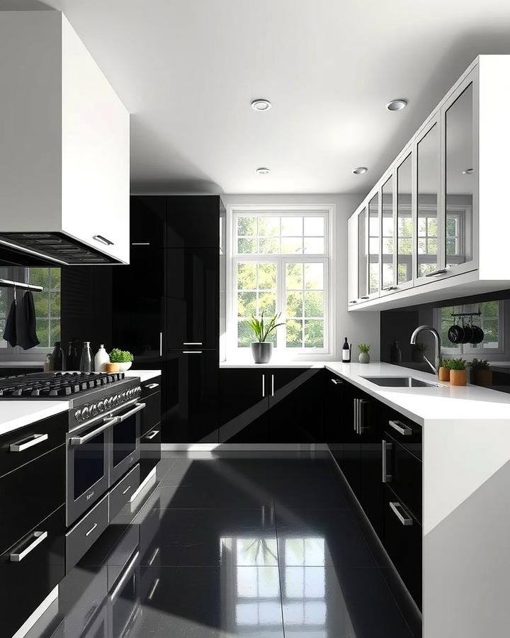 Bold Black and White Theme - 30 Parallel Modular Kitchen Design Ideas