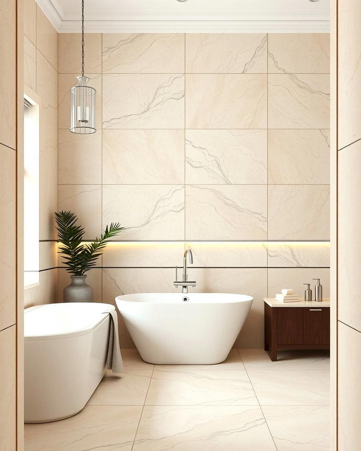 Bold Borders for Definition - 25 Travertine Tile Bathroom Ideas