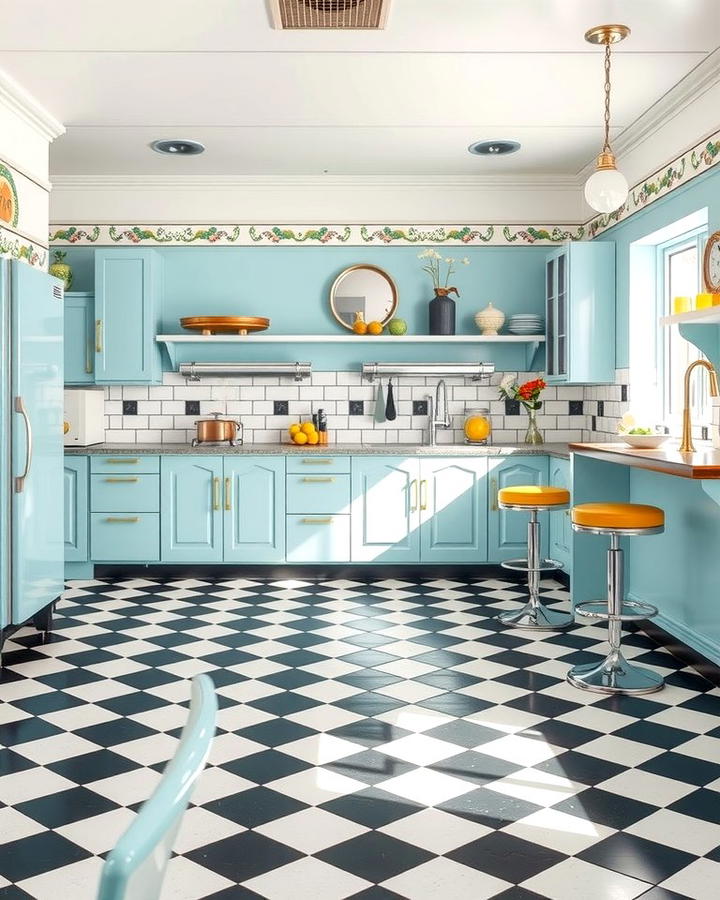 Bold Checkered Floors - 25 Retro Kitchen Ideas