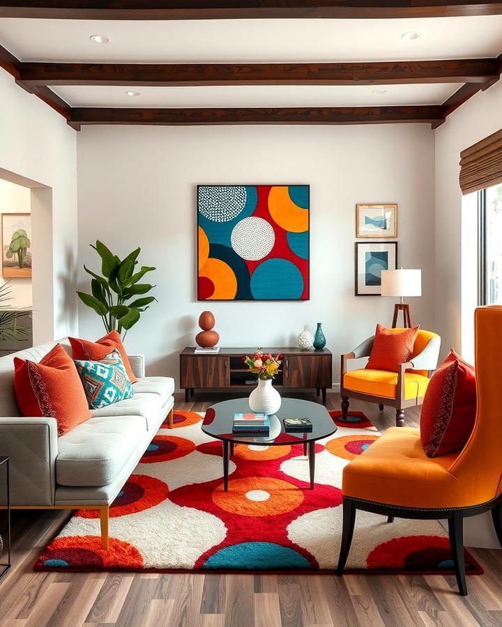 Bold Color Accents - 25 Sunken Living Room Ideas