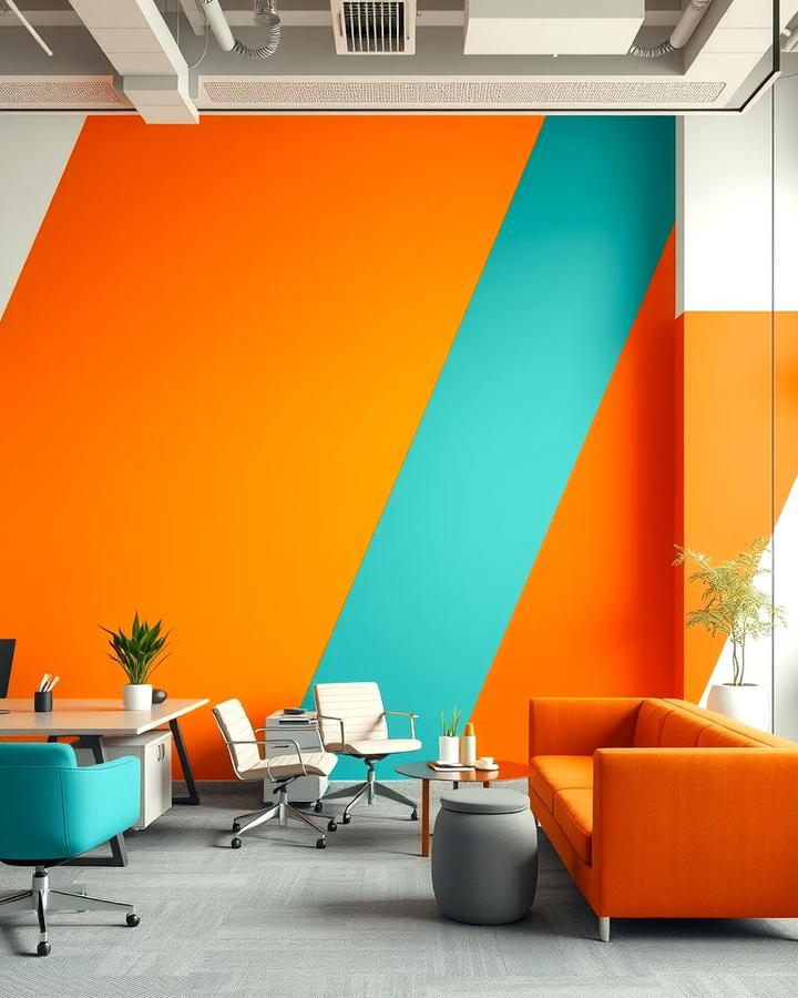 Bold Color Block Wall - 25 Office Accent Wall Ideas