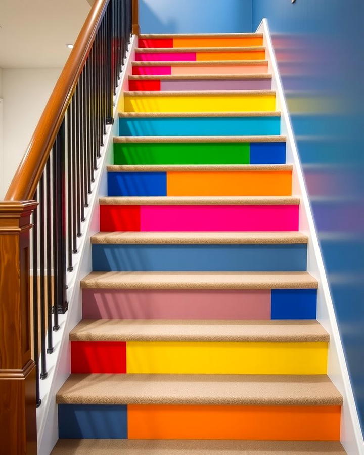 Bold Color Blocking - 25 Stair Riser Ideas