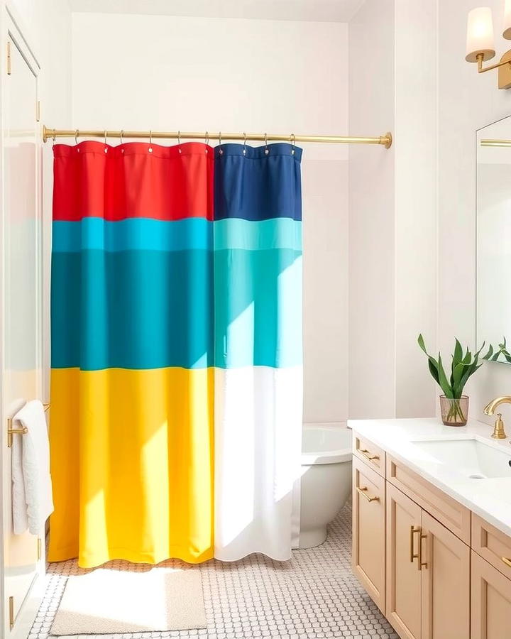 Bold Color Blocks for a Modern Twist - 25 Shower Curtain Ideas