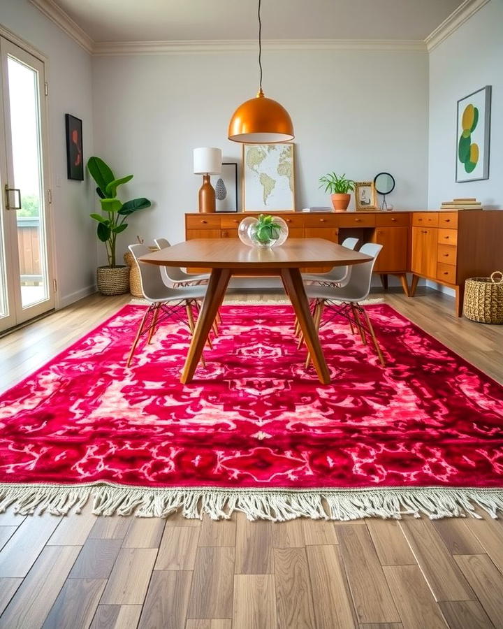 Bold Colored Rugs for a Vibrant Statement - 30 Dining Room Rug Ideas