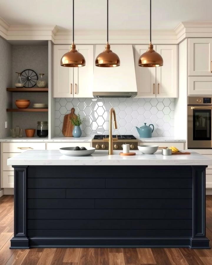 Bold Contrast Statement - 25 Shiplap Kitchen Island Ideas