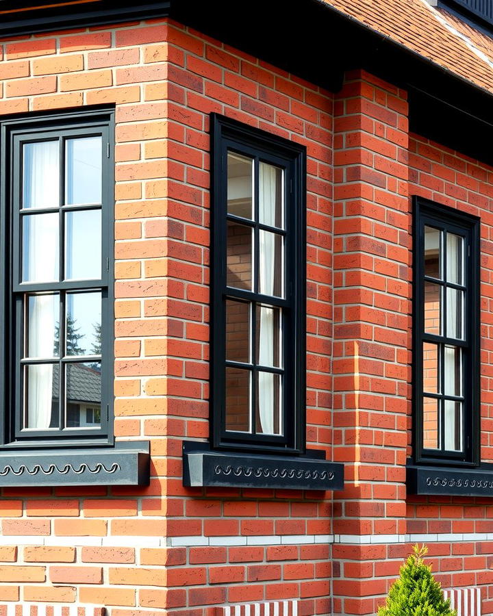 Bold Contrast with Black Window Frames - 25 Red Brick House with Black Trim Design Ideas