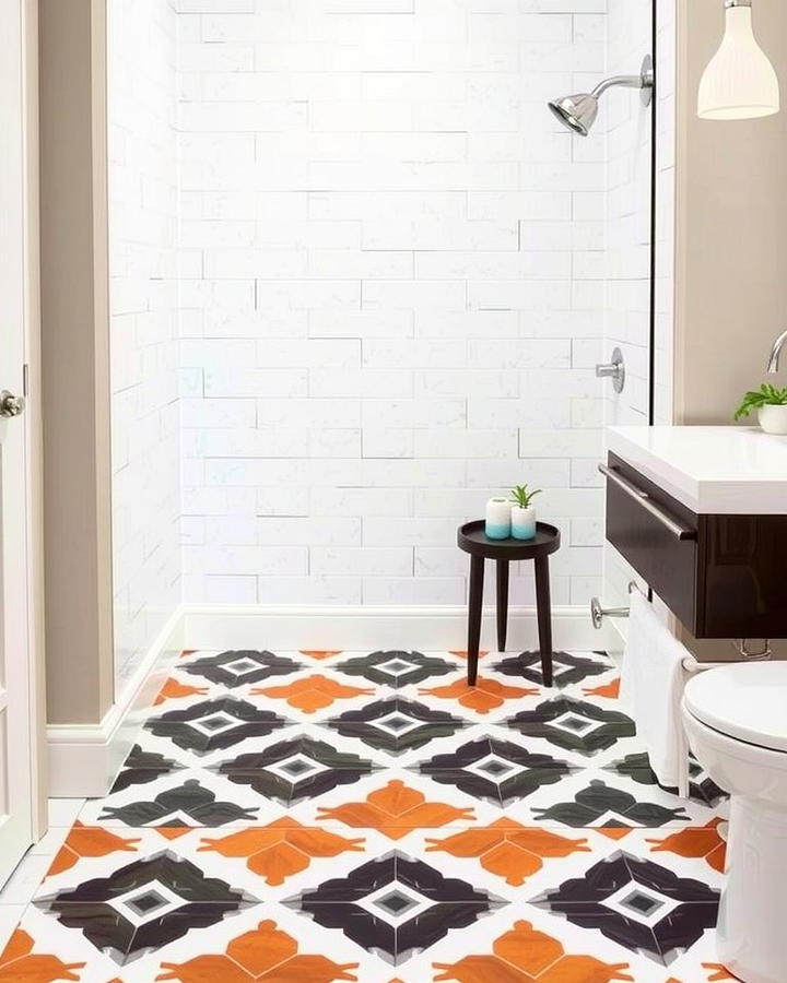 Bold Geometric Patterns - 30 Shower Floor Tile Ideas