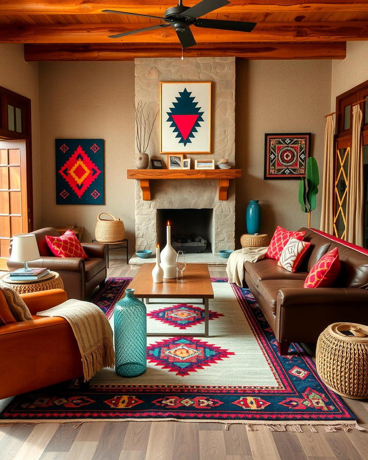 Bold Geometric Patterns - 25 Southwest Living Room Ideas