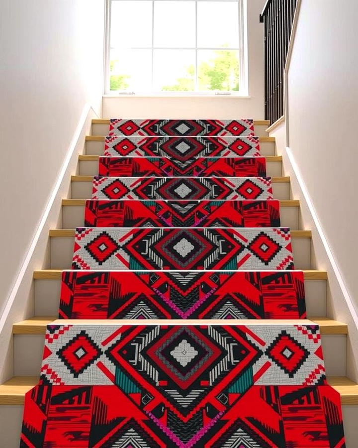 Bold Geometric Patterns - 25 Stair Runner Ideas