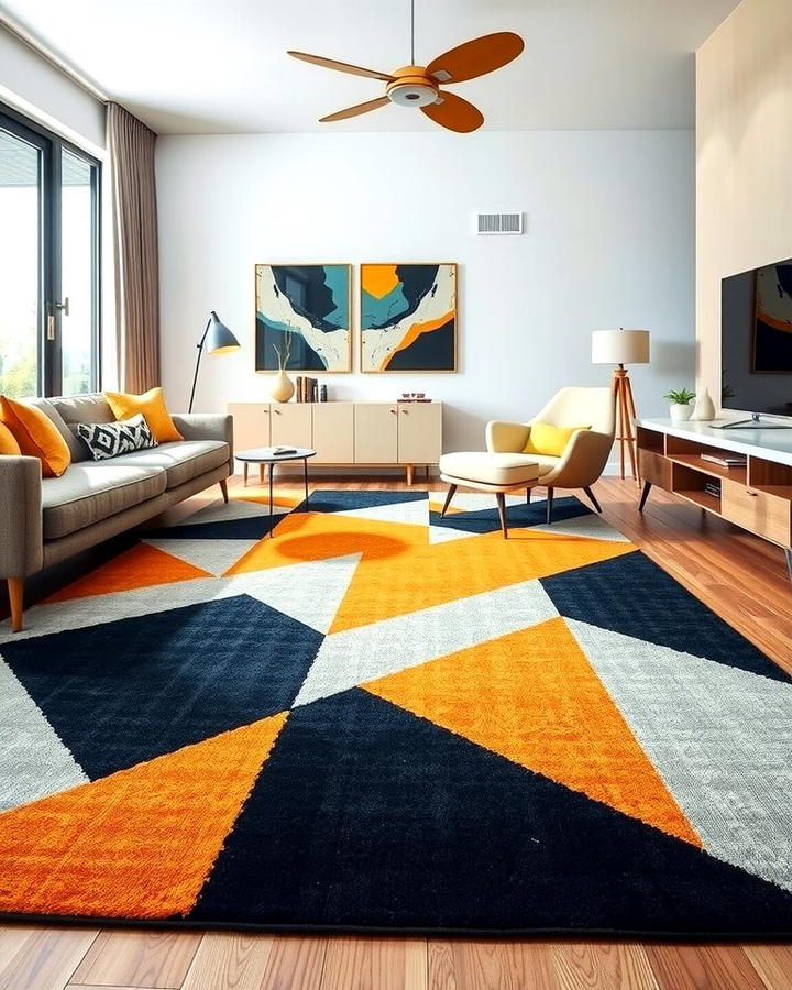 Bold Geometric Rugs for Modern Flair - 30 Living Room Rug Ideas