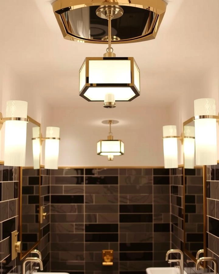 Bold Lighting Fixtures - 30 Art Deco Bathroom Ideas